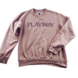 Playboy -851 Crewneck Sweatshirt Pink Beige Pullover Men's Medium /Women's Large